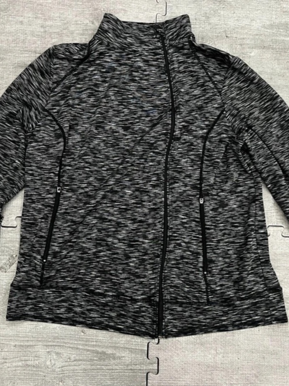LIVI Women’s Plus 14W Black/Gray Heathered Full Zip Track Jacket Pockets